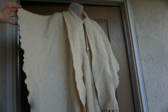 Vintage Wool Blanket Poncho Cape Shawl Jacket Warm Small