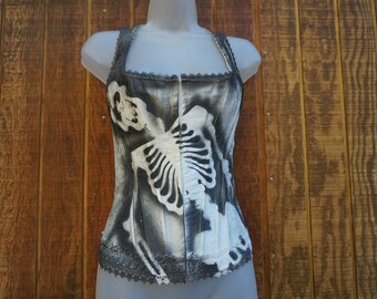 Skeleton painted corset size 34 unique one of a kind