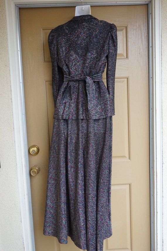 2 piece set sparkly Vintage 1970s floral maxi hal… - image 5