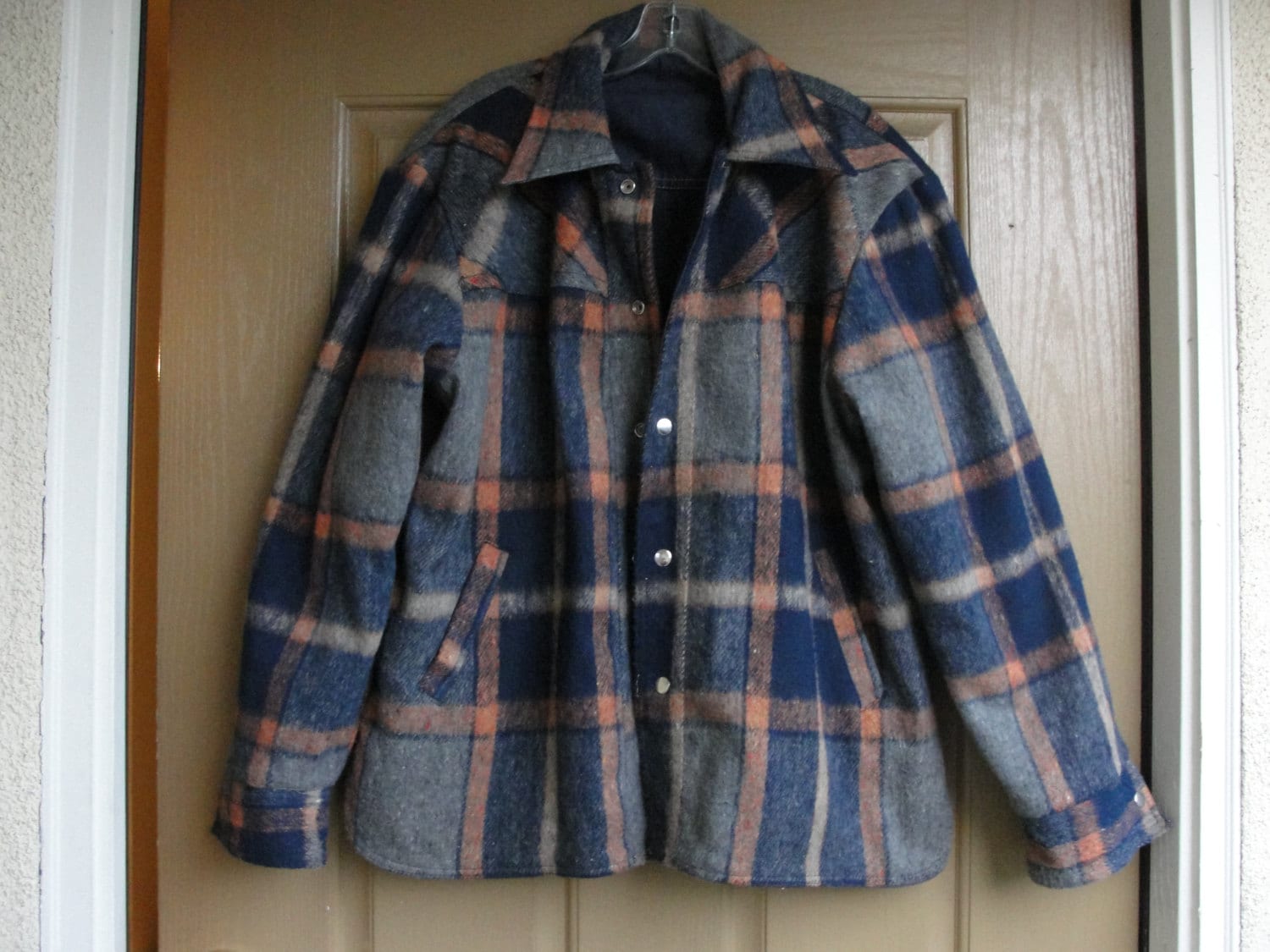 Reversible Denim and Plaid Jacket Coat Mens Size XL 60s 1960s | Etsy