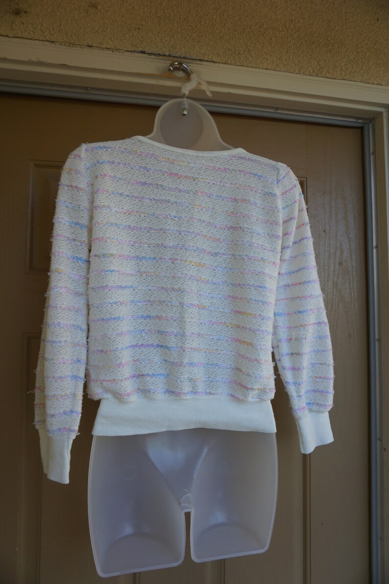 Vintage 1980s or 90s pastel heavy knit sweater size Medium image 8