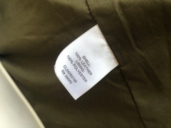 Thin leather jacket size small open front green - image 8