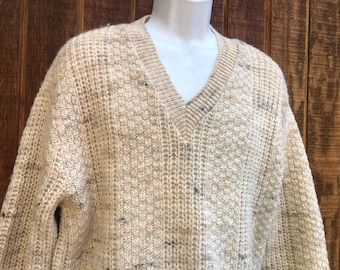 Vintage PENDLETON V neck Western Wear 100% pure Virgin Wool men's Sweater thick heavy warm knit size medium