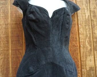 Chia suede Vintage size mall petitie leather black dress sexy tight mini biker babe