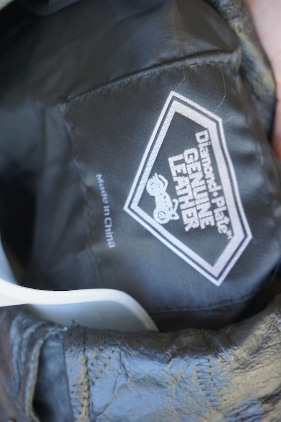 Vintage 90s black patchwork leather jacket short … - image 6
