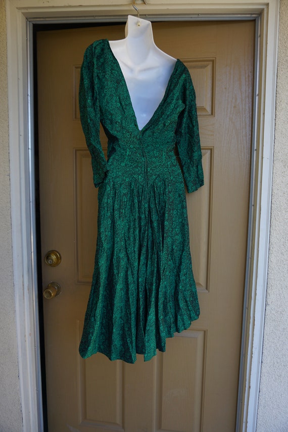 1950s green short wiggle dress mid century with b… - image 8