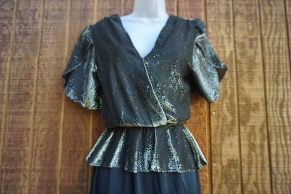 Vintage gold metallic shimmer party dress by "Jac… - image 1