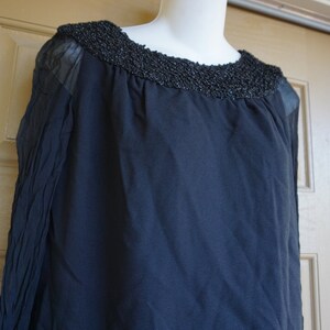 Vintage 1950s or 60s Medium large little black dress by 60s long lace sleeves simple image 5