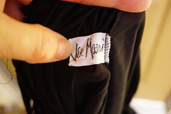 Vintage solid black maxi medium romantic lace 60'… - image 9