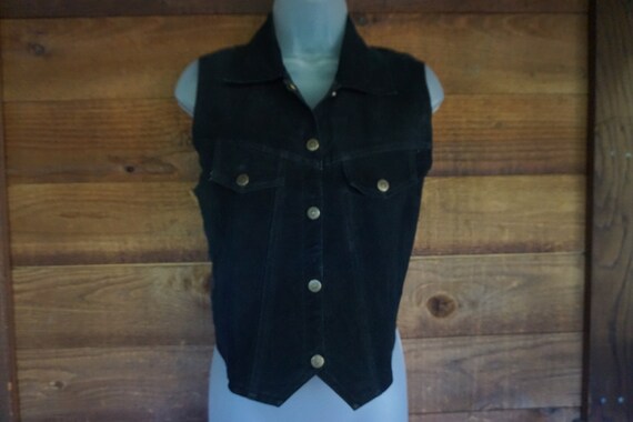 black suede leather vest top that snaps in the fr… - image 2