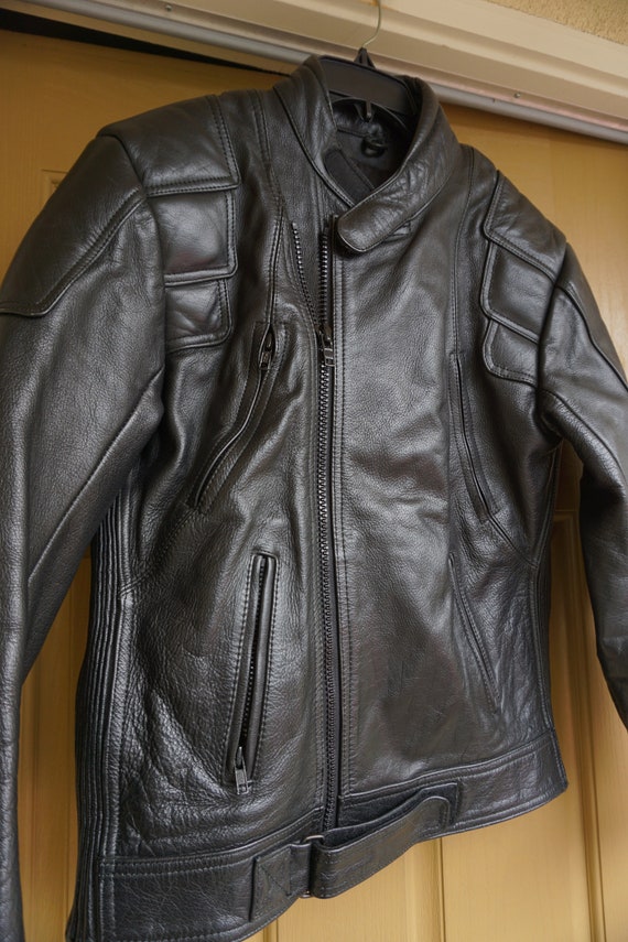 Vintage Black Leather Motorcycle // Biker Jacket … - image 3