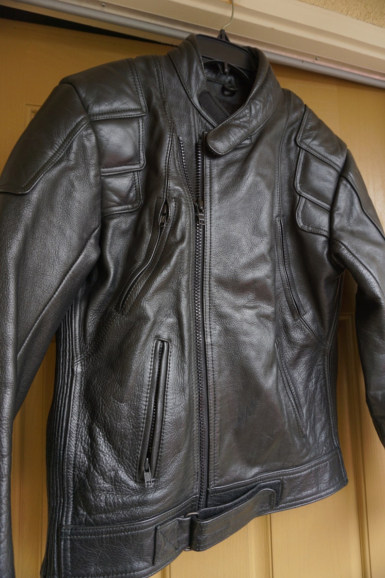 Vintage Black Leather Motorcycle // Biker Jacket MENS Size 44 - Etsy