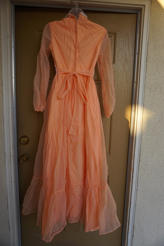 1970s vintage maxi dress size medium sheer overla… - image 8