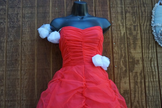 Vintage 80s 1980s "Flirtations" red prom dress go… - image 5