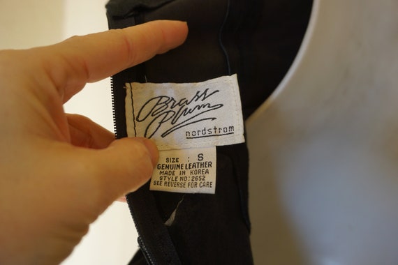 Suede leather vintage size small black dress halt… - image 10