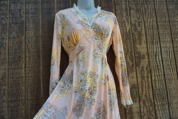 1970s vintage maxi dress prairie medium floral - image 1