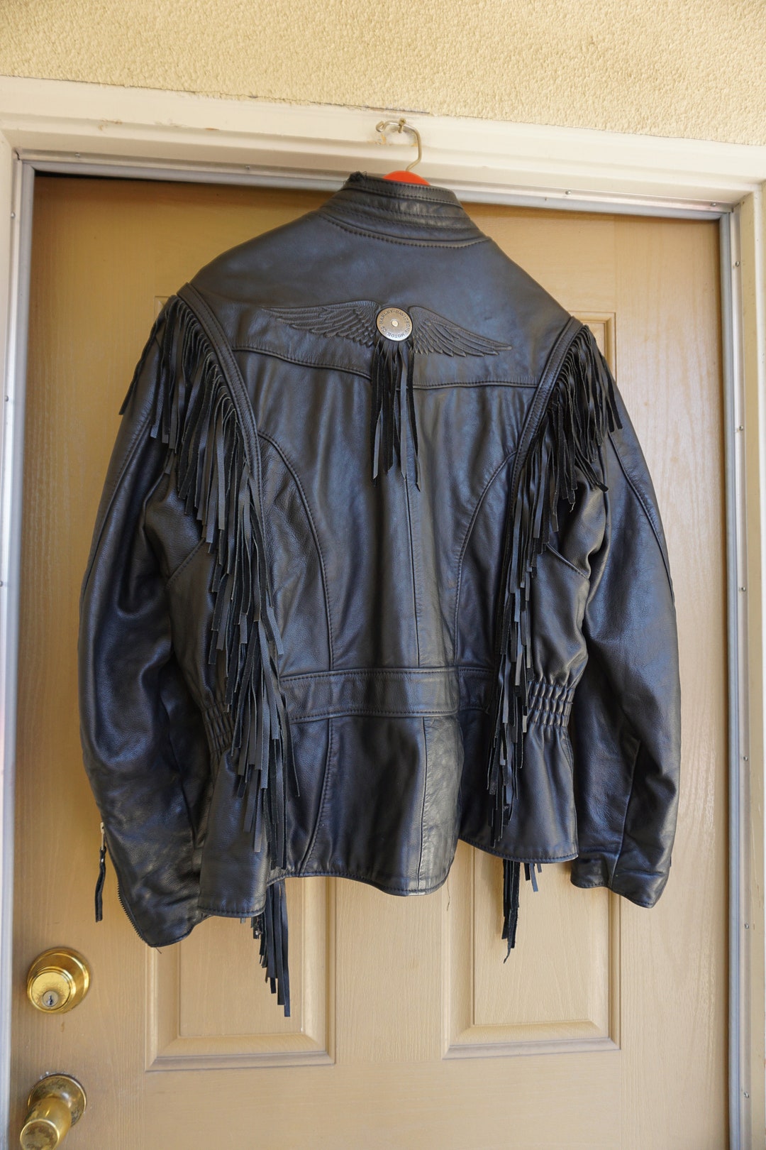 Harley Davidson Vintage Black Leather Motorcycle / Biker Jacket