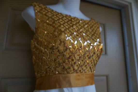 1950s gold sequined Dress size Large - image 4