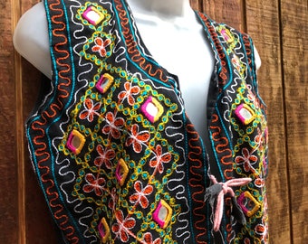 70s Brown Velvet Gold Soutache Mirror Vest Jimi Hendrix Vest