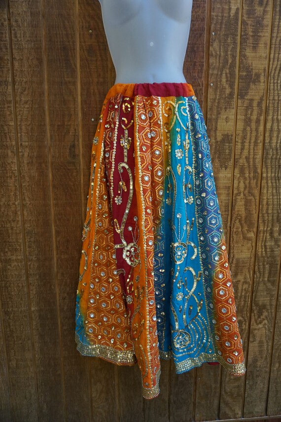 Bollywood Vintage one size beaded maxi skirt boho… - image 3