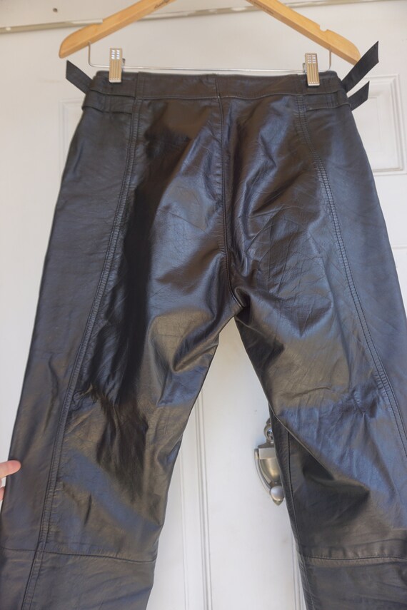 Size 29 Leather High Waist Black Leather Pants 90… - image 6