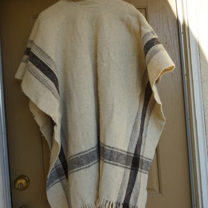 Vintage wool blanket poncho / cape / shawl jacket warm small medium large one size fits all mens womens plus XL XXL XXXL fringe image 6