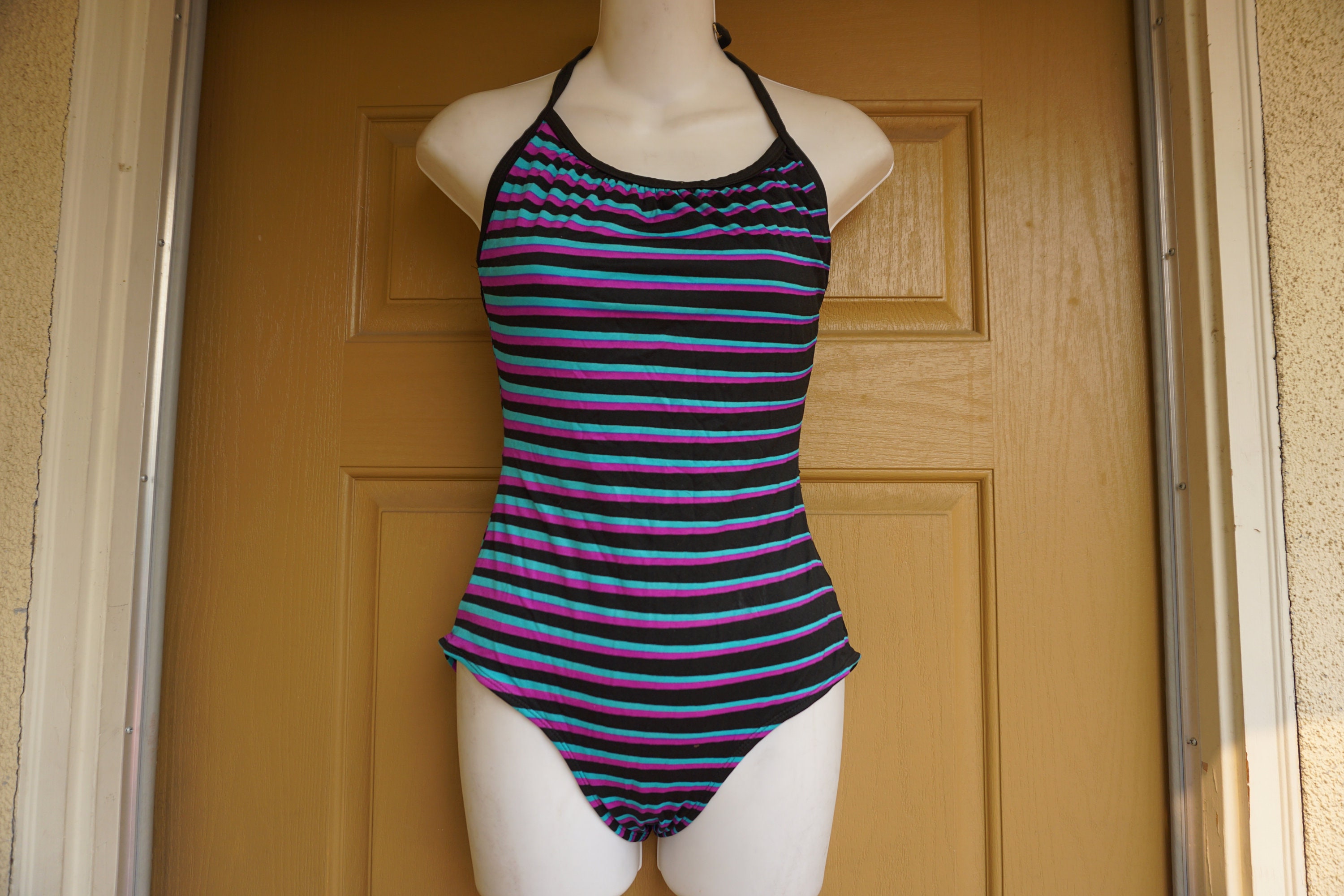 Vintage One Piece Striped Bathing Suit Swim Wear Size 14 80s | Etsy