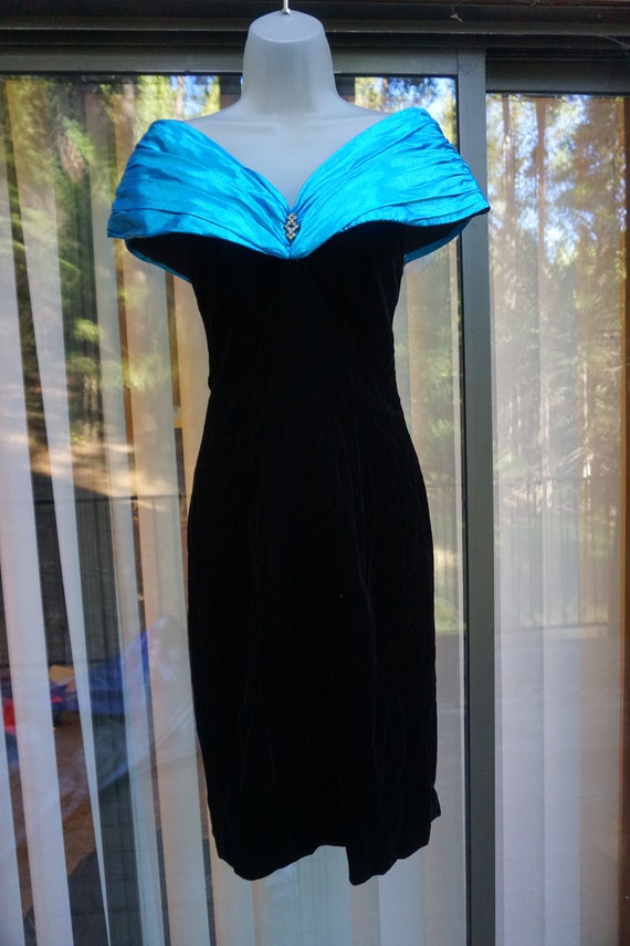Zum Zum dress Vintage 80s Black Tight Party Dress… - image 3