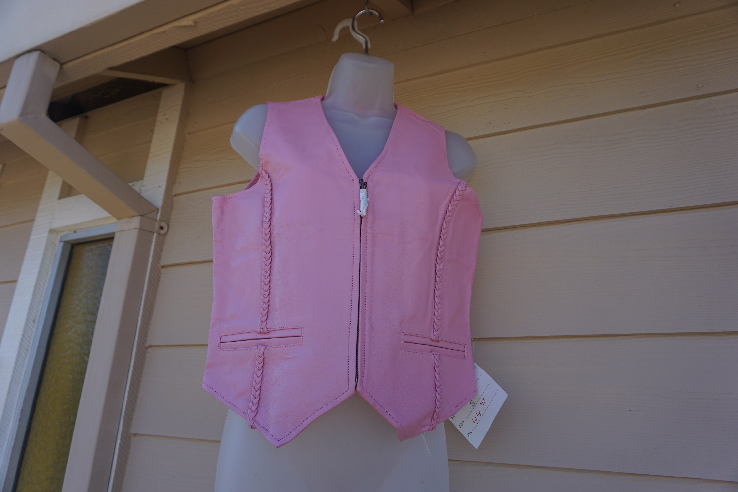 Womens Hot Pink Bulletproof Style Leather Vest