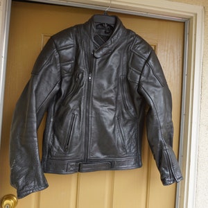 Vintage Black Leather Motorcycle // Biker Jacket MENS Size 44 Large ...