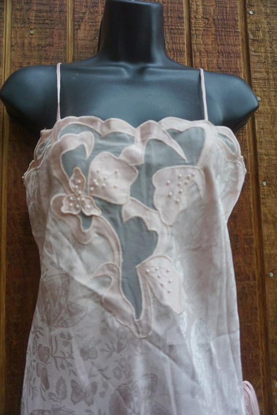 Vintage pastel pink asymmetrical sexy nightgown r… - image 4