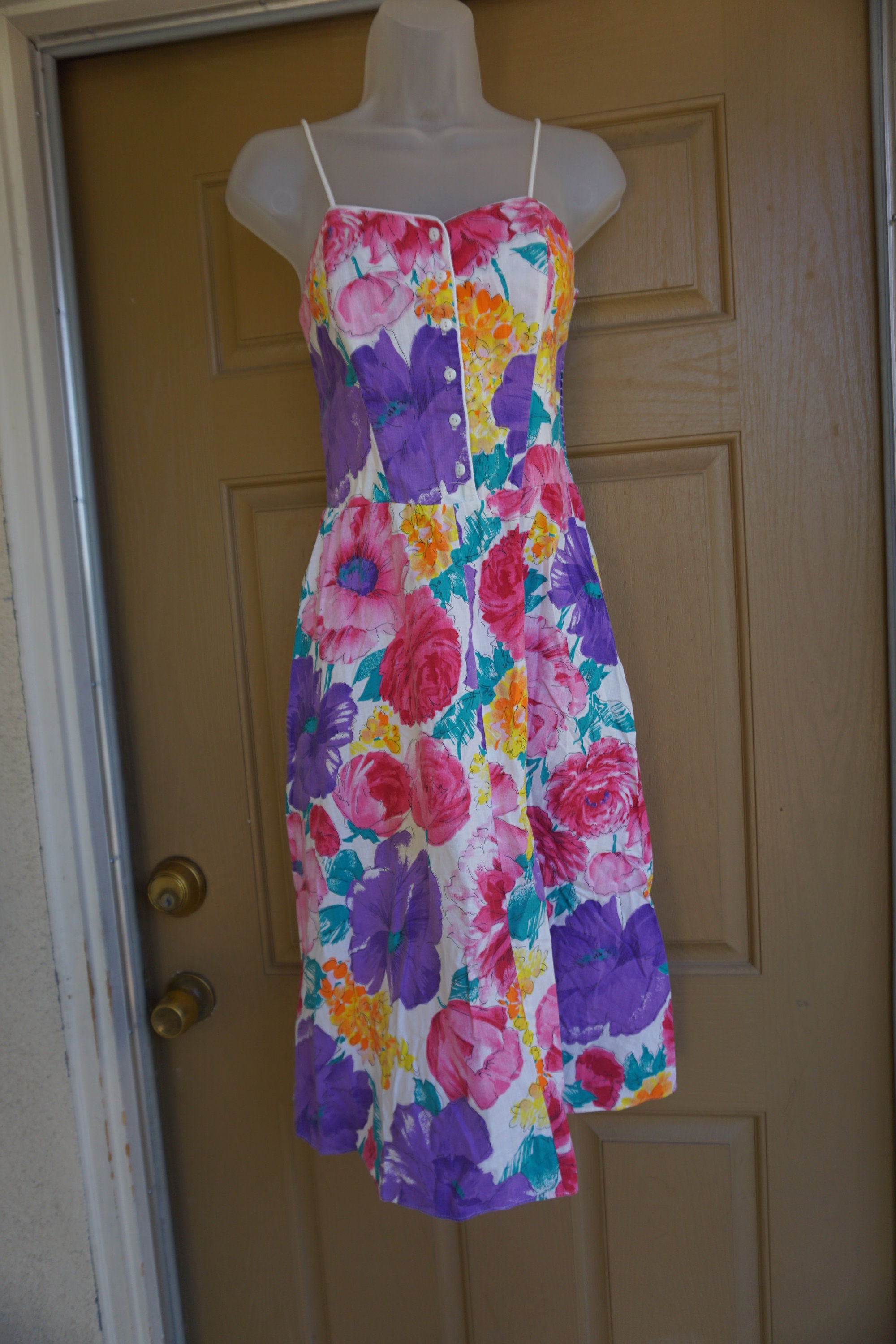 Vintage 80s 90s floral summer dress by Tabby of California | Etsy