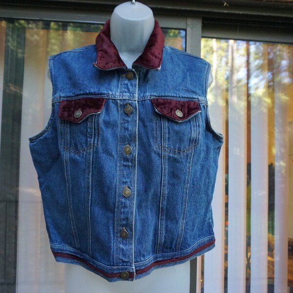 Red Denim Vest Etsy