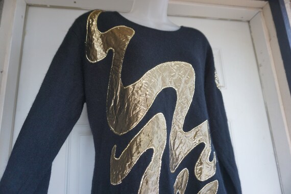 Black and gold knit sweater by Outlander size Lar… - image 1