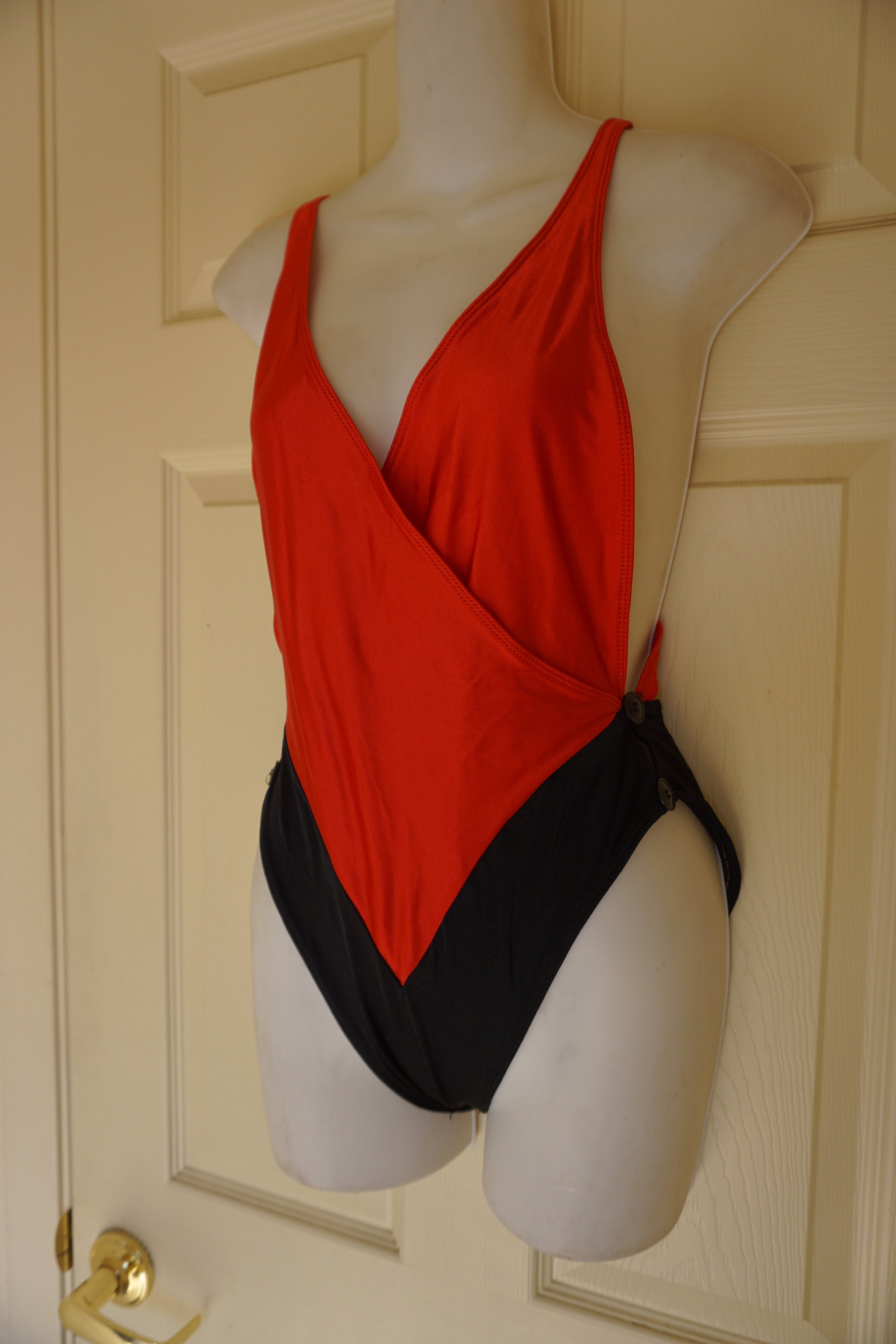 red and black swimsuit