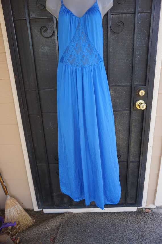 Diane Von Furstenburg Vintage blue long nightgown… - image 3