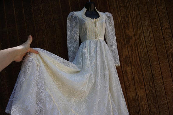 Gunne sax style white lace dress gown prairie dre… - image 2