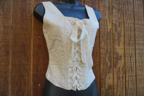 Cache off white Vintage lace up corset style shir… - image 4