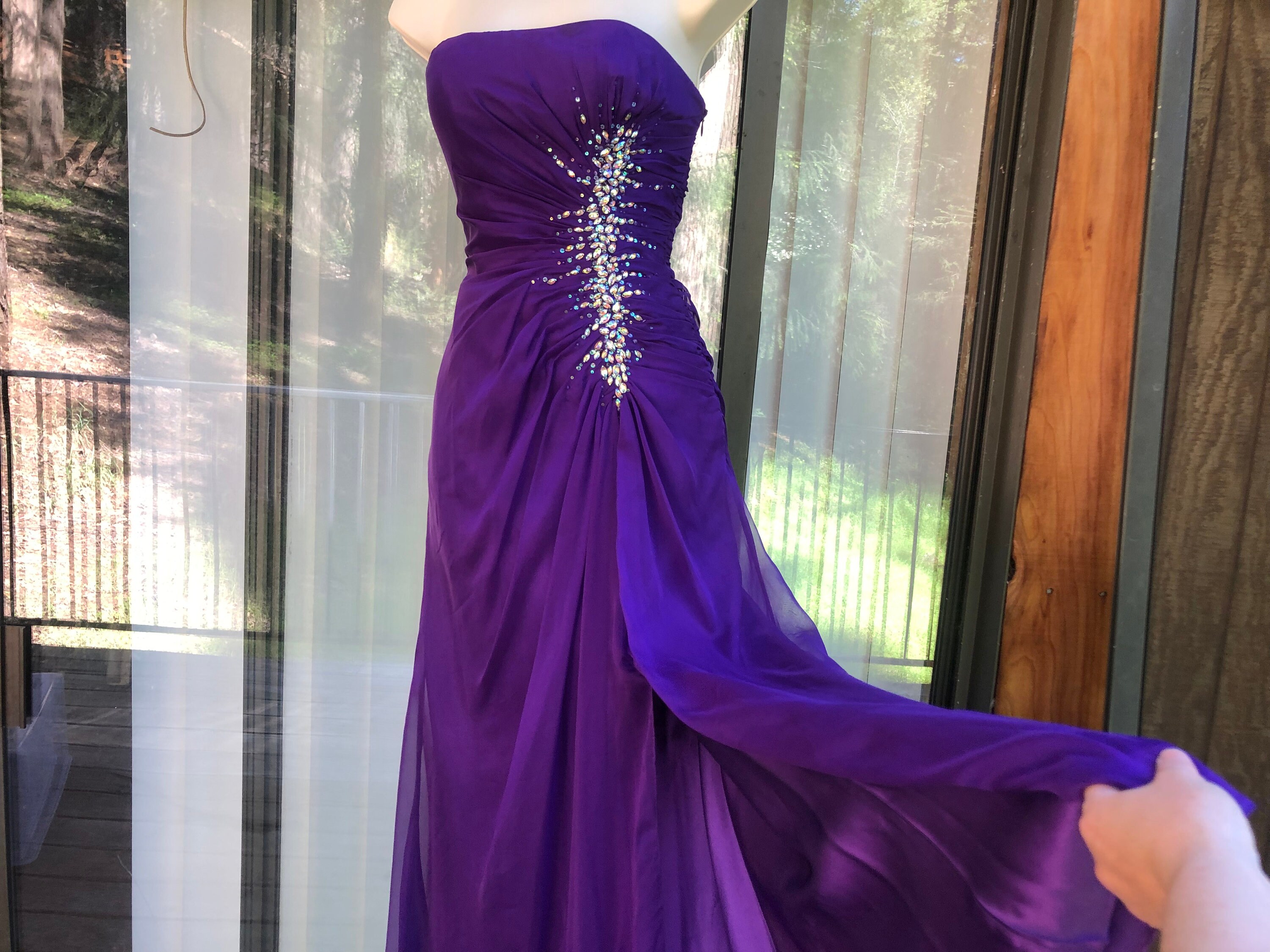 open lace back dress Wedtrend Women Sparkly Prom Dress Dark Purple A Line Halter Backless Long  Party Dress With Side Slit – WEDTREND