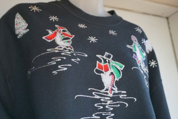 Glitter Vintage 1990 Christmas penguin sweatshirt… - image 4