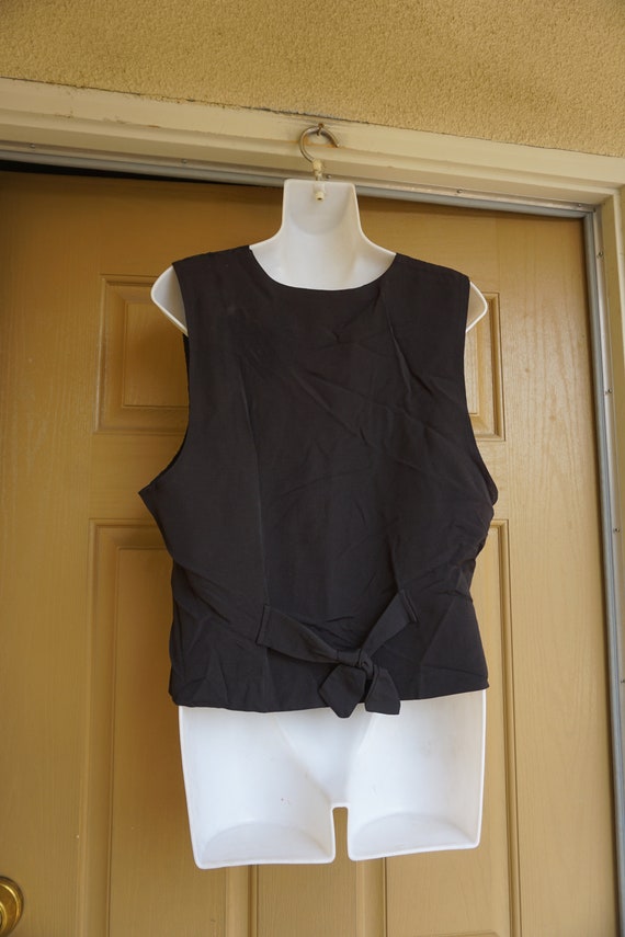 Vintage 90s faux pearl black vest size 10 Medium … - image 8