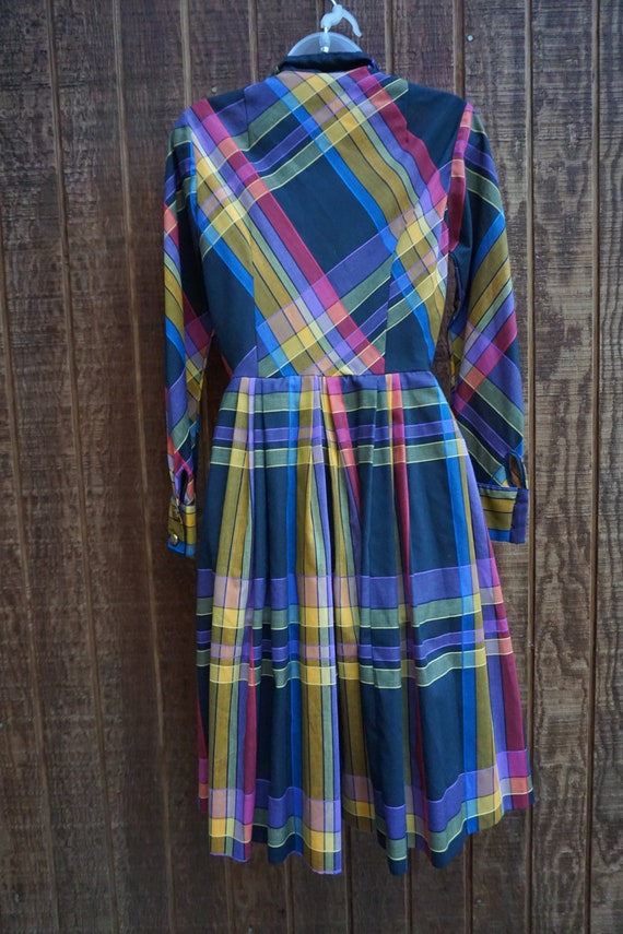 Plaid Vintage 1970s or 80s dress size medium by S… - image 10