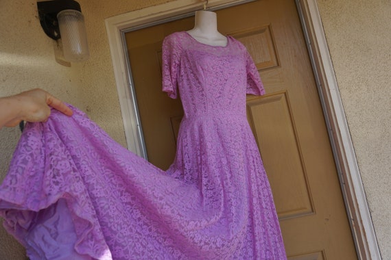 1950s purple Dress Lace overlay Large