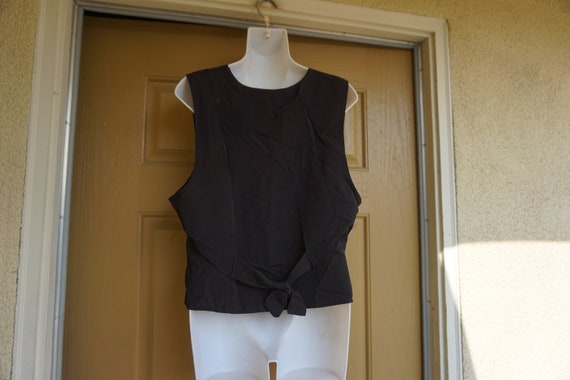Vintage 90s faux pearl black vest size 10 Medium … - image 7