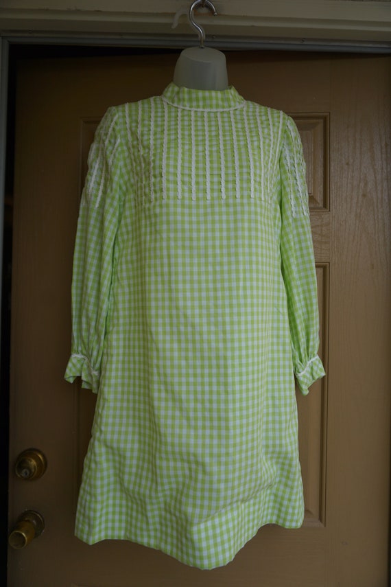 Gingham long sleeve mini dress size estimated as … - image 2