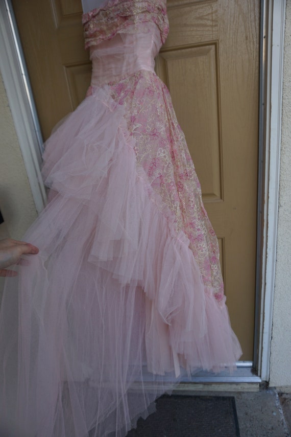 Vintage 1940s 1950s tulle prom dress by BULLOCKS … - image 4