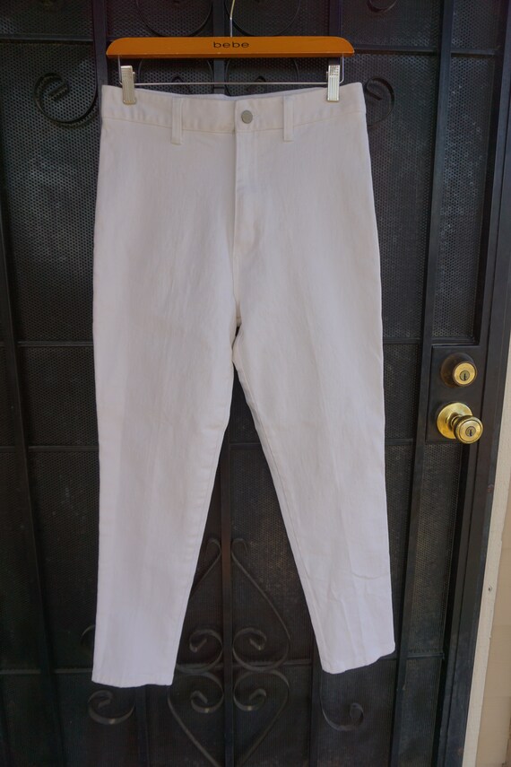 Stretchy white Vintage 90s zip up high waisted Ju… - image 7