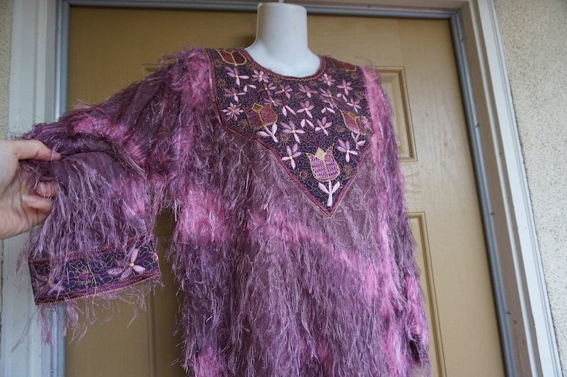 Vintage 1980s large fringe dress 80s 90s