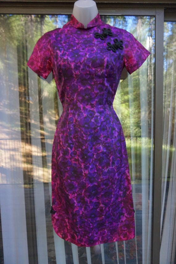 Cheongsam Asian inspired purple dress small or XS - image 3