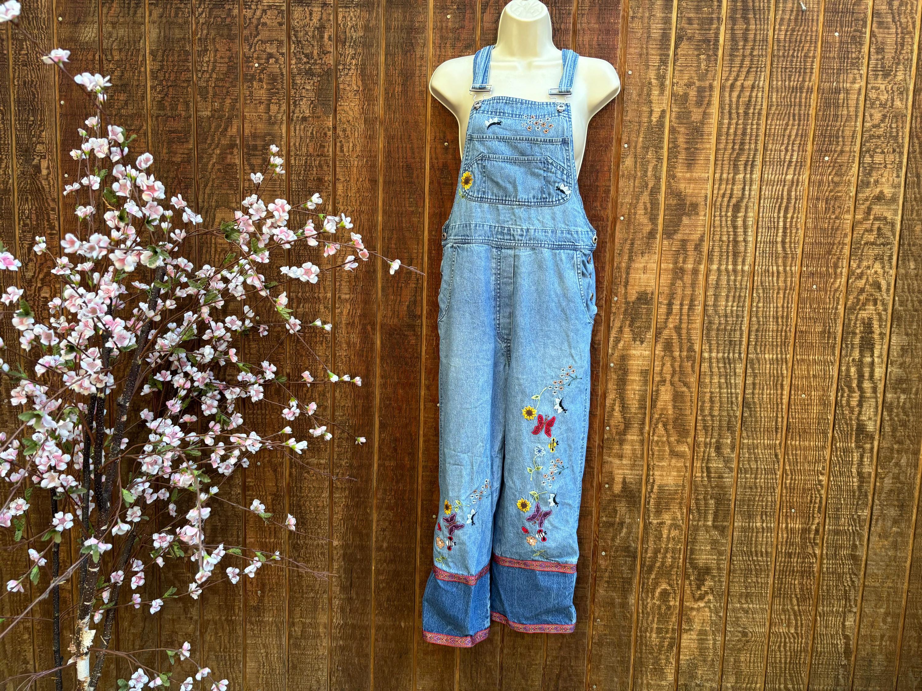 Floral Denim Overalls - Etsy